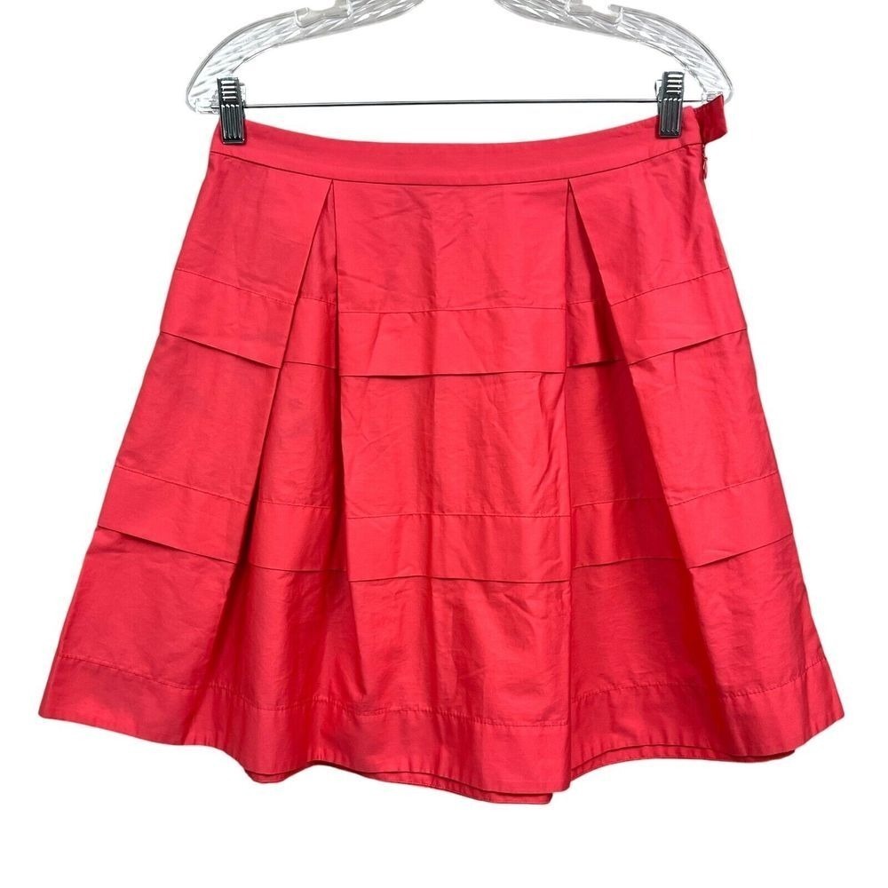 J. Crew Womens Skirt A Line Pleated Tiered Back Zip Coral Orange Size 2*